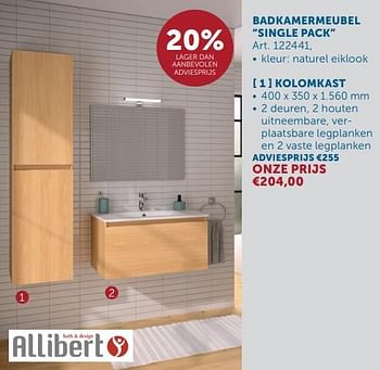 Promoties Badkamermeubel single pack kolomkast - Allibert - Geldig van 26/03/2024 tot 01/04/2024 bij Zelfbouwmarkt