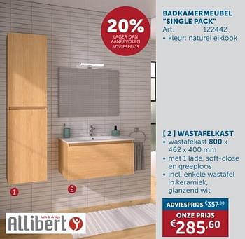 Promoties Badkamermeubel single pack wastafelkast - Allibert - Geldig van 26/03/2024 tot 01/04/2024 bij Zelfbouwmarkt