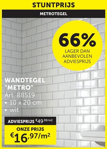 Promotions Wandtegel metro - Produit maison - Zelfbouwmarkt - Valide de 26/03/2024 à 01/04/2024 chez Zelfbouwmarkt
