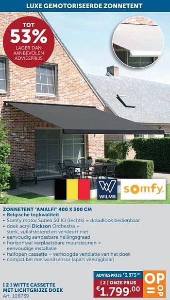 Promotions Witte cassette met lichtgrijze doek - Somfy - Valide de 26/03/2024 à 01/04/2024 chez Zelfbouwmarkt