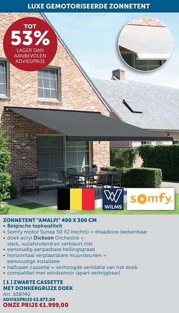 Promotions Zwarte cassette met donkergrijze doek - Somfy - Valide de 26/03/2024 à 01/04/2024 chez Zelfbouwmarkt