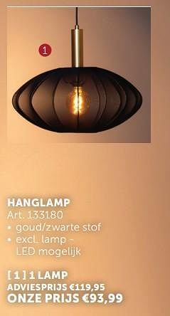 Promotions Hanglamp 1 lamp - Produit maison - Zelfbouwmarkt - Valide de 26/03/2024 à 01/04/2024 chez Zelfbouwmarkt