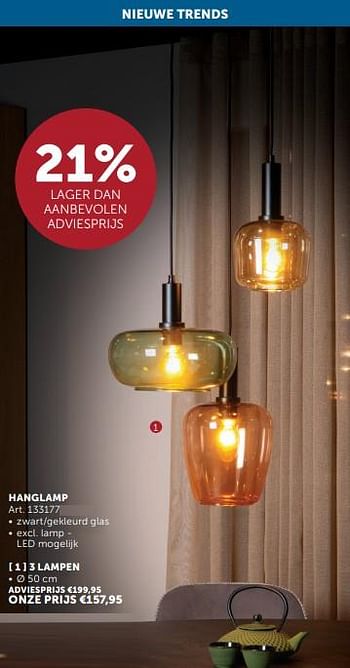 Promotions Hanglamp 3 lampen - Produit maison - Zelfbouwmarkt - Valide de 26/03/2024 à 01/04/2024 chez Zelfbouwmarkt
