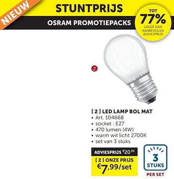 Promoties Led lamp bol mat - Huismerk - Zelfbouwmarkt - Geldig van 26/03/2024 tot 01/04/2024 bij Zelfbouwmarkt