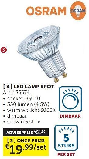 Promotions Led lamp spot - Osram - Valide de 26/03/2024 à 01/04/2024 chez Zelfbouwmarkt