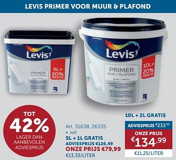 Promoties Levis primer voor muur + plafond - Levis - Geldig van 26/03/2024 tot 01/04/2024 bij Zelfbouwmarkt