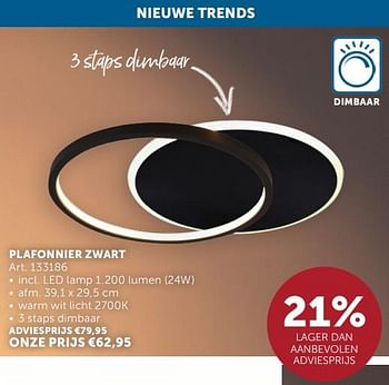 Promoties Plafonnier zwart - Huismerk - Zelfbouwmarkt - Geldig van 26/03/2024 tot 01/04/2024 bij Zelfbouwmarkt