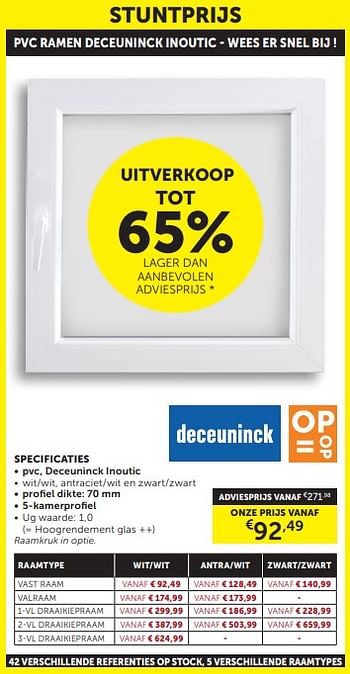 Promoties Pvc ramen deceuninck inoutic - Deceuninck - Geldig van 26/03/2024 tot 01/04/2024 bij Zelfbouwmarkt