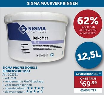 Promotions Sigma professionele binnenverf - Sigma - Valide de 26/03/2024 à 01/04/2024 chez Zelfbouwmarkt
