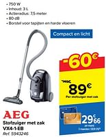 Promoties Aeg stofzuiger met zak vx4-1-eb - AEG - Geldig van 20/03/2024 tot 02/04/2024 bij Carrefour