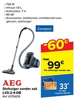 Promoties Aeg stofzuiger zonder zak lx5-2-4-db - AEG - Geldig van 20/03/2024 tot 02/04/2024 bij Carrefour