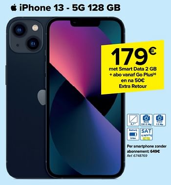 Promoties Apple iphone 13 5g 128 gb - Apple - Geldig van 20/03/2024 tot 02/04/2024 bij Carrefour
