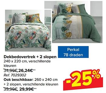 Promoties Dekbedovertrek + 2 slopen - Huismerk - Carrefour  - Geldig van 20/03/2024 tot 02/04/2024 bij Carrefour