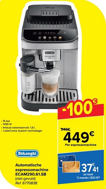 Promoties Delonghi automatische espressomachine ecam290.61.sb - Delonghi - Geldig van 20/03/2024 tot 02/04/2024 bij Carrefour