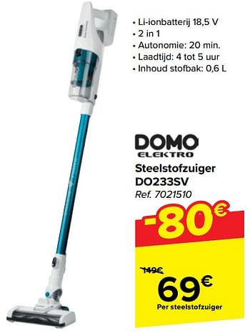 Promoties Domo elektro steelstofzuiger do233sv - Domo elektro - Geldig van 20/03/2024 tot 02/04/2024 bij Carrefour