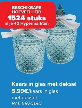 Promoties Kaars in glas met deksel - Huismerk - Carrefour  - Geldig van 20/03/2024 tot 02/04/2024 bij Carrefour