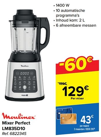 Promoties Moulinex mixer perfect lm835d10 - Moulinex - Geldig van 20/03/2024 tot 02/04/2024 bij Carrefour