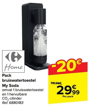 Promoties Pack bruiswatertoestel my soda - Huismerk - Carrefour  - Geldig van 20/03/2024 tot 02/04/2024 bij Carrefour