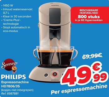 Promoties Philips espressomachine hd7806-35 - Philips - Geldig van 20/03/2024 tot 02/04/2024 bij Carrefour