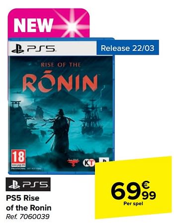 Promotions Ps5 rise of the ronin - Sony Computer Entertainment Europe - Valide de 20/03/2024 à 02/04/2024 chez Carrefour
