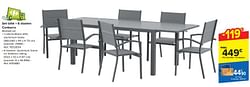Set tafel + 6 stoelen madrague in polywood