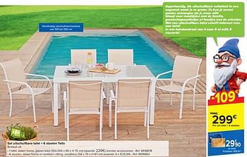 Promotions Set uitschuifbare tafel + 6 stoelen tello - Produit maison - Carrefour  - Valide de 20/03/2024 à 06/05/2024 chez Carrefour