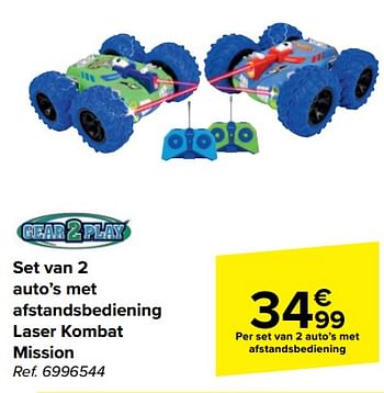 Promotions Set van 2 auto`s met afstandsbediening laser kombat mission - Gear2Play - Valide de 20/03/2024 à 02/04/2024 chez Carrefour