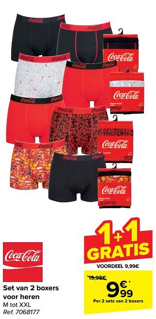 Promotions Set van 2 boxers voor heren - Coca Cola - Valide de 20/03/2024 à 02/04/2024 chez Carrefour