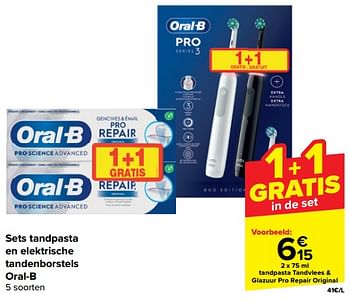 Promotions Tandpasta tandvlees + glazuur pro repair original - Oral-B - Valide de 20/03/2024 à 02/04/2024 chez Carrefour