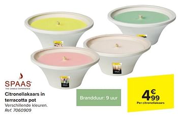 Promotions Citronellakaars in terracotta pot - Spaas - Valide de 20/03/2024 à 06/05/2024 chez Carrefour