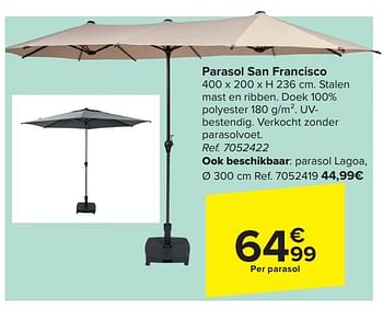 Promoties Parasol san francisco - Huismerk - Carrefour  - Geldig van 20/03/2024 tot 06/05/2024 bij Carrefour