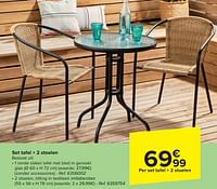 Set tafel + 2 stoelen-Huismerk - Carrefour 