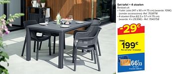Promotions Set tafel + 4 stoelen - Produit maison - Carrefour  - Valide de 20/03/2024 à 06/05/2024 chez Carrefour