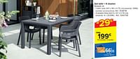 Set tafel + 4 stoelen-Huismerk - Carrefour 