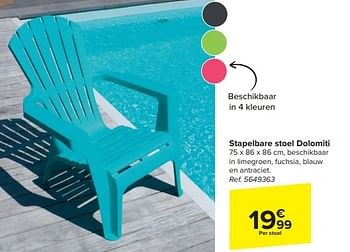 Promotions Stapelbare stoel dolomiti - Produit maison - Carrefour  - Valide de 20/03/2024 à 06/05/2024 chez Carrefour