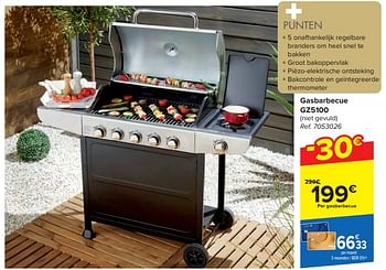 Promoties Gasbarbecue gz5100 - Huismerk - Carrefour  - Geldig van 20/03/2024 tot 06/05/2024 bij Carrefour
