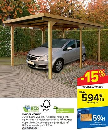 Promotions Houten carport - Produit maison - Carrefour  - Valide de 20/03/2024 à 06/05/2024 chez Carrefour