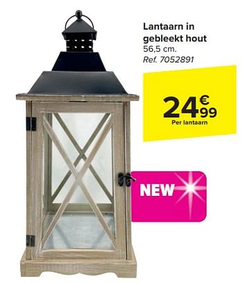 Promotions Lantaarn in gebleekt hout - Produit maison - Carrefour  - Valide de 20/03/2024 à 06/05/2024 chez Carrefour