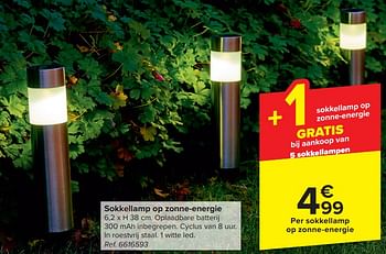Promoties Sokkellamp op zonne-energie - Huismerk - Carrefour  - Geldig van 20/03/2024 tot 06/05/2024 bij Carrefour