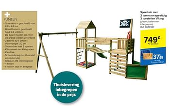 Promotions Speeltuin met 2 torens en speeltuig 2 toestellen viking - Produit maison - Carrefour  - Valide de 20/03/2024 à 06/05/2024 chez Carrefour