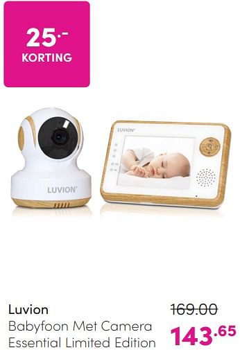 Promoties Luvion babyfoon met camera - Luvion - Geldig van 24/03/2024 tot 01/04/2024 bij Baby & Tiener Megastore