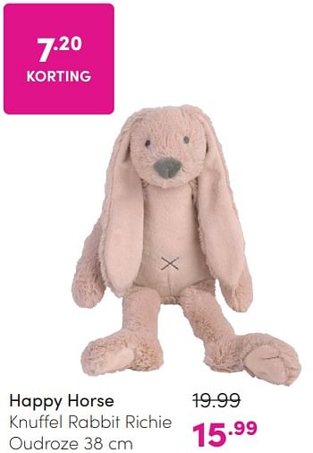 Promotions Happy horse knuffel rabbit richie oudroze - Happy Horse - Valide de 24/03/2024 à 01/04/2024 chez Baby & Tiener Megastore