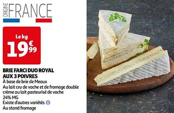 Promoties Brie farci duo royal aux 3 poivres - Huismerk - Auchan - Geldig van 26/03/2024 tot 01/04/2024 bij Auchan
