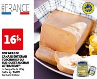 Foie gras de canard entier au torchon igp du sud-ouest auchan le traiteur-Huismerk - Auchan