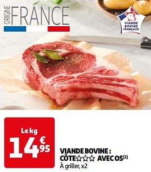 Promoties Viande bovine côte avec os - Huismerk - Auchan - Geldig van 26/03/2024 tot 01/04/2024 bij Auchan