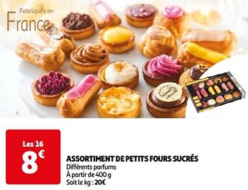 Promotions Assortiment de petits fours sucrés - Produit Maison - Auchan Ronq - Valide de 26/03/2024 à 01/04/2024 chez Auchan Ronq