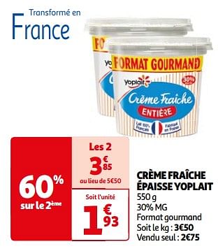 Promoties Crème fraîche épaisse yoplait - Yoplait - Geldig van 26/03/2024 tot 01/04/2024 bij Auchan