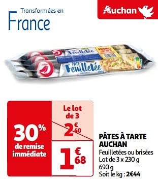 Promoties Pâtes à tarte auchan - Huismerk - Auchan - Geldig van 26/03/2024 tot 01/04/2024 bij Auchan