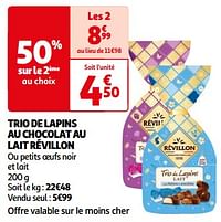 Trio de lapins au chocolat au lait révillon-Revillon