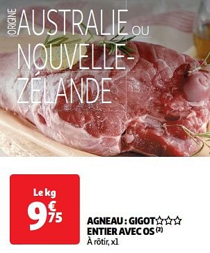 Promotions Agneau gigot entier avec os - Produit Maison - Auchan Ronq - Valide de 26/03/2024 à 31/03/2024 chez Auchan Ronq